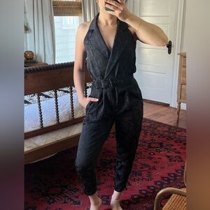 Vintage 80’s Together! belted jacquard collared Jumpsuit